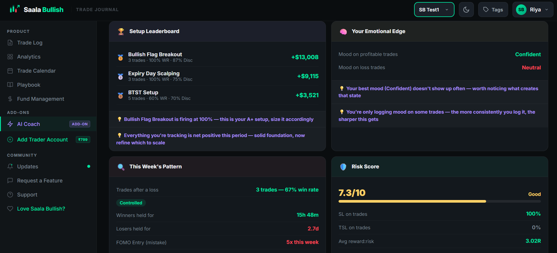 Saala Bullish AI Coach desktop